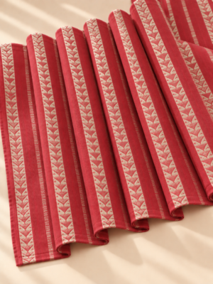 Tomato Geometric Stripe Fabric