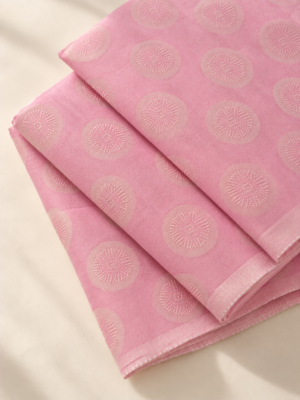 Premium Pink Jacquard Dobby Fabric with Floral Butti Motifs