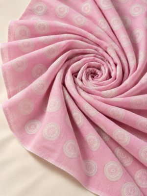 Premium Pink Jacquard Dobby Fabric with Floral Butti Motifs