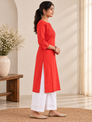 Women's Red Straight Kurti