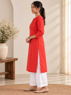 Women's Red Straight Kurti