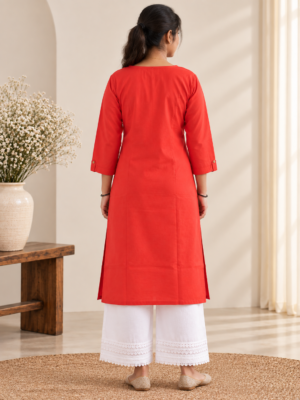 Women's Red Straight Kurti