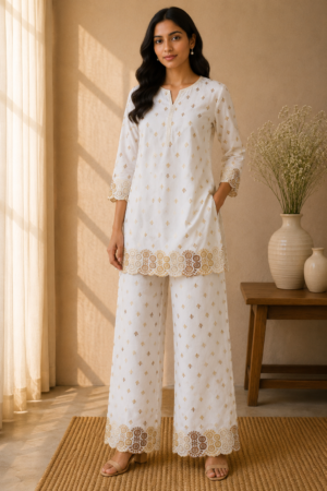 White Embroidered Co-ord Set