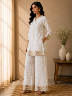 White Embroidered Co-ord Set
