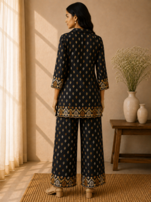 Black Ornament Embroidered Co-ord Set