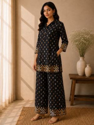 Black Ornament Embroidered Co-ord Set