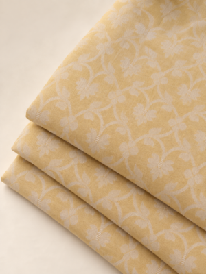 Premium Mustard Yellow Floral Jacquard Dobby Fabric