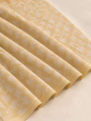 Premium Mustard Yellow Floral Jacquard Dobby Fabric