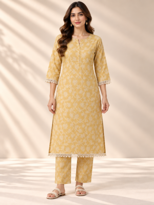 Premium Mustard Yellow Floral Jacquard Dobby Fabric