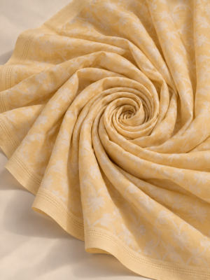 Premium Mustard Yellow Floral Jacquard Dobby Fabric