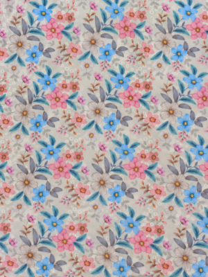 Cream Multi Color Floral Printed Eyelet Embroidery Fabric