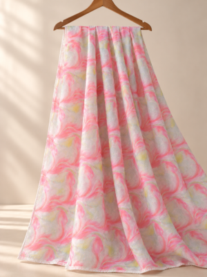 Pink Floral Printed Embroidery Fabric
