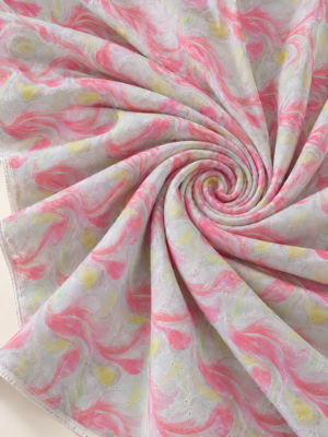 Pink Floral Printed Embroidery Fabric