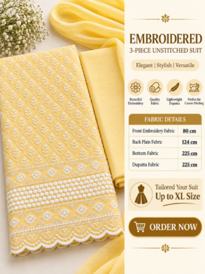 Yellow Embroidered 3-Piece Unstitched Suit