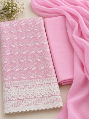Pink Embroidered 3-Piece Unstitched Suit