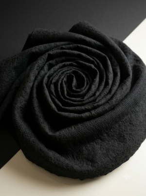 Black Cotton Embroidered Fabric – Intricate Schiffli & Border Detail