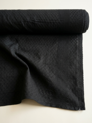 Black Cotton Embroidered Fabric – Intricate Schiffli & Border Detail