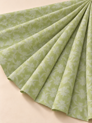 Premium Mehndi Green Floral Jacquard Dobby Fabric