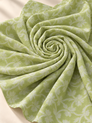 Premium Mehndi Green Floral Jacquard Dobby Fabric