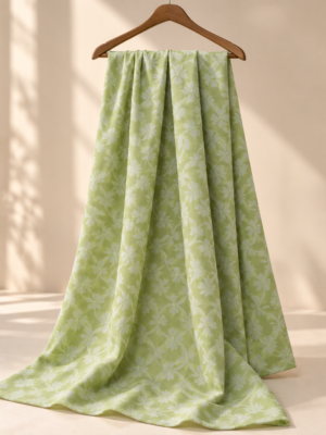 Premium Mehndi Green Floral Jacquard Dobby Fabric