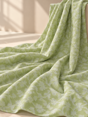 Premium Mehndi Green Floral Jacquard Dobby Fabric