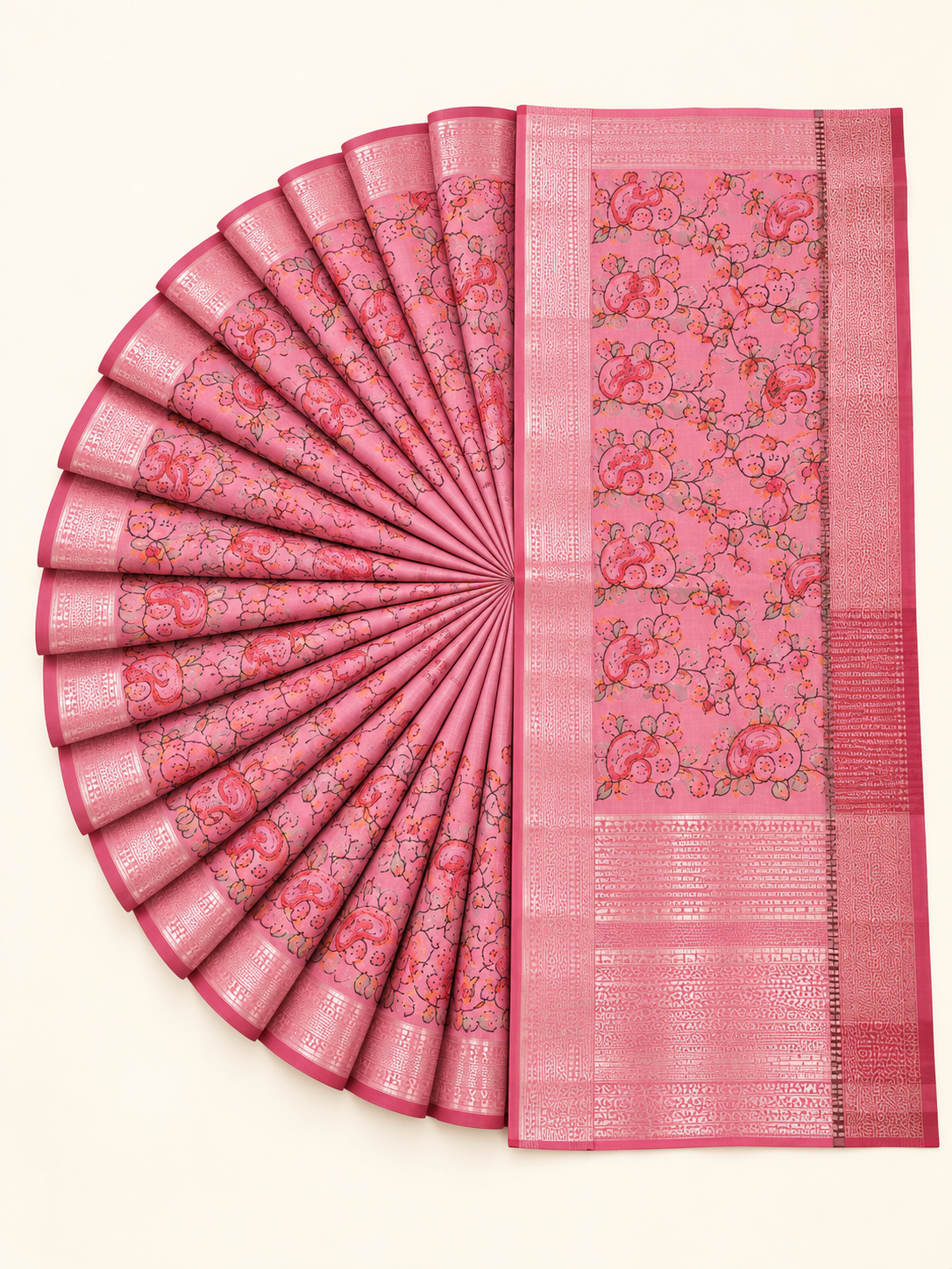 Dusty Pink Embroidered Art-Silk Saree with Golden Zari Border - Image 2