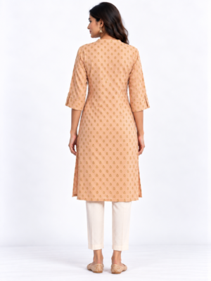 Women’s Peach Printed Straight Kurta